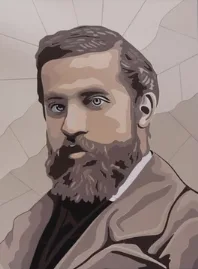 Pintura de hombre en tono marrón